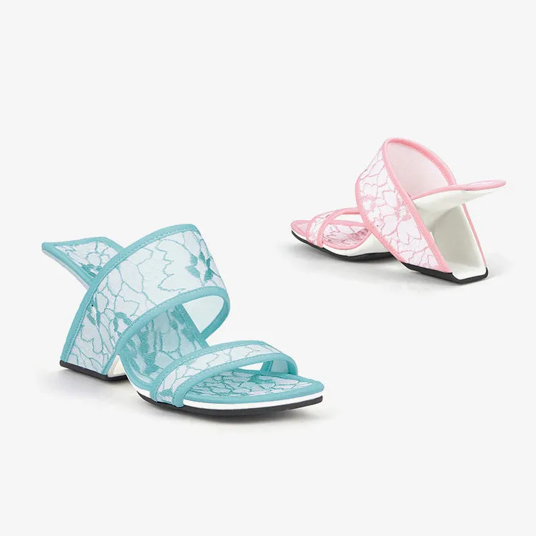 Women's Lace Embroidered Slippers Hollow-out Wedge