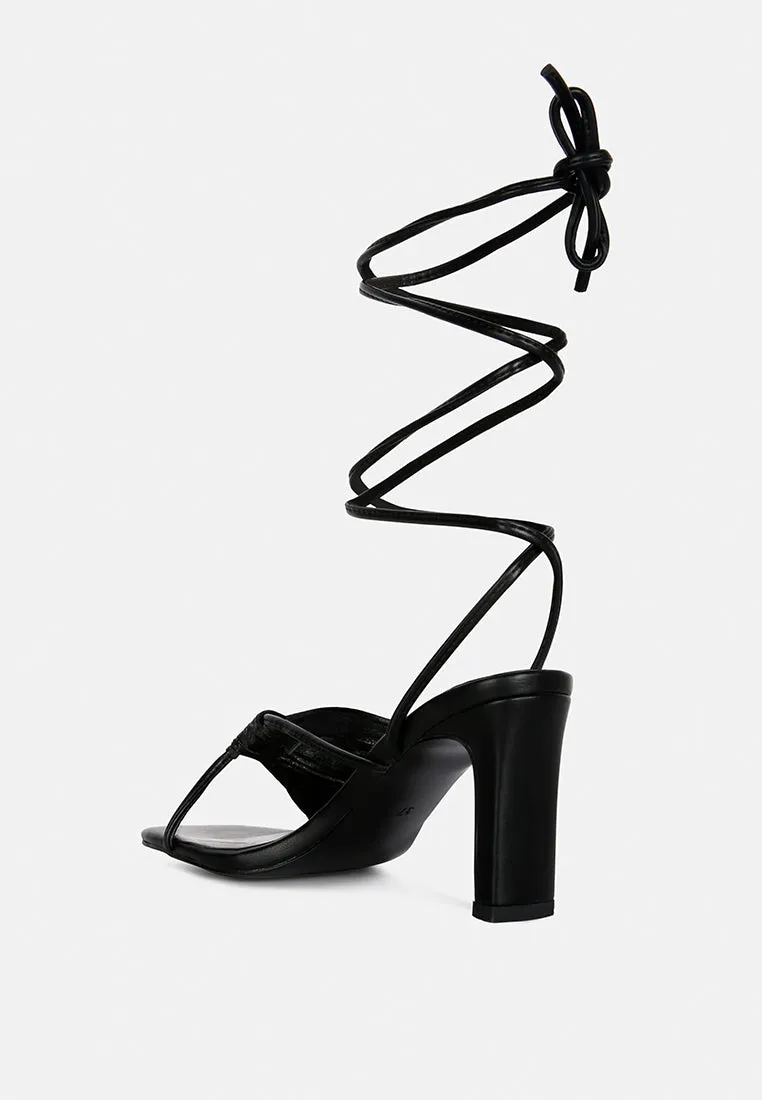 Xuxa Metallic Tie Up Italian Block Heel Sandals By Ruw