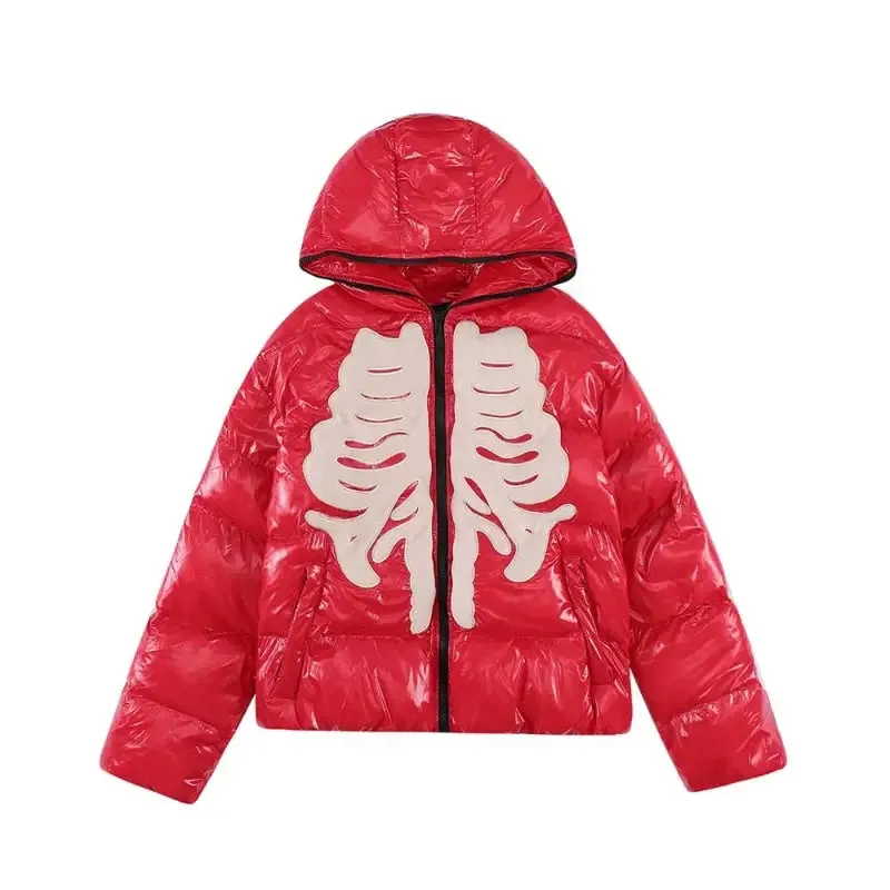 Y2K Skeleton Down Jacket – Trendy Streetwear Coat